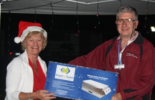 Frank presenting the winner with the folding bike